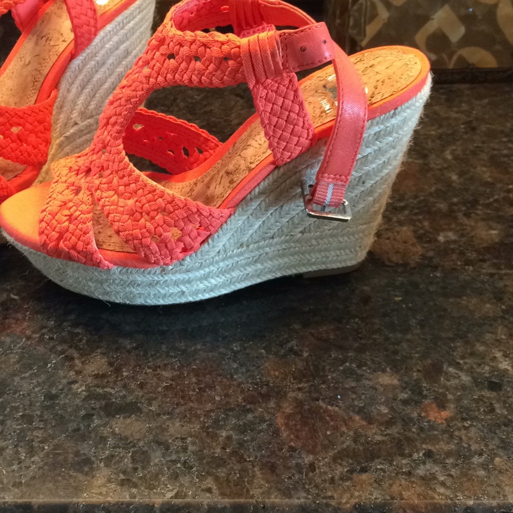 Gianni Bono bright orange/pink wedge
